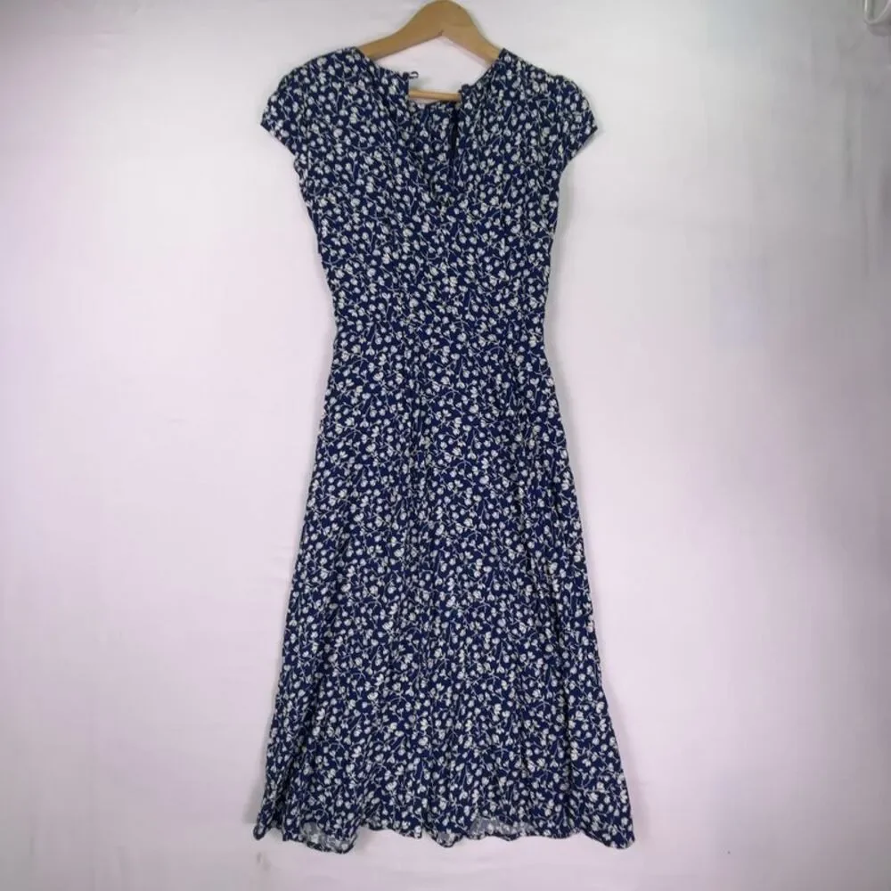Reformation Navy Blue Floral Midi Dress - Picture 5 of 5